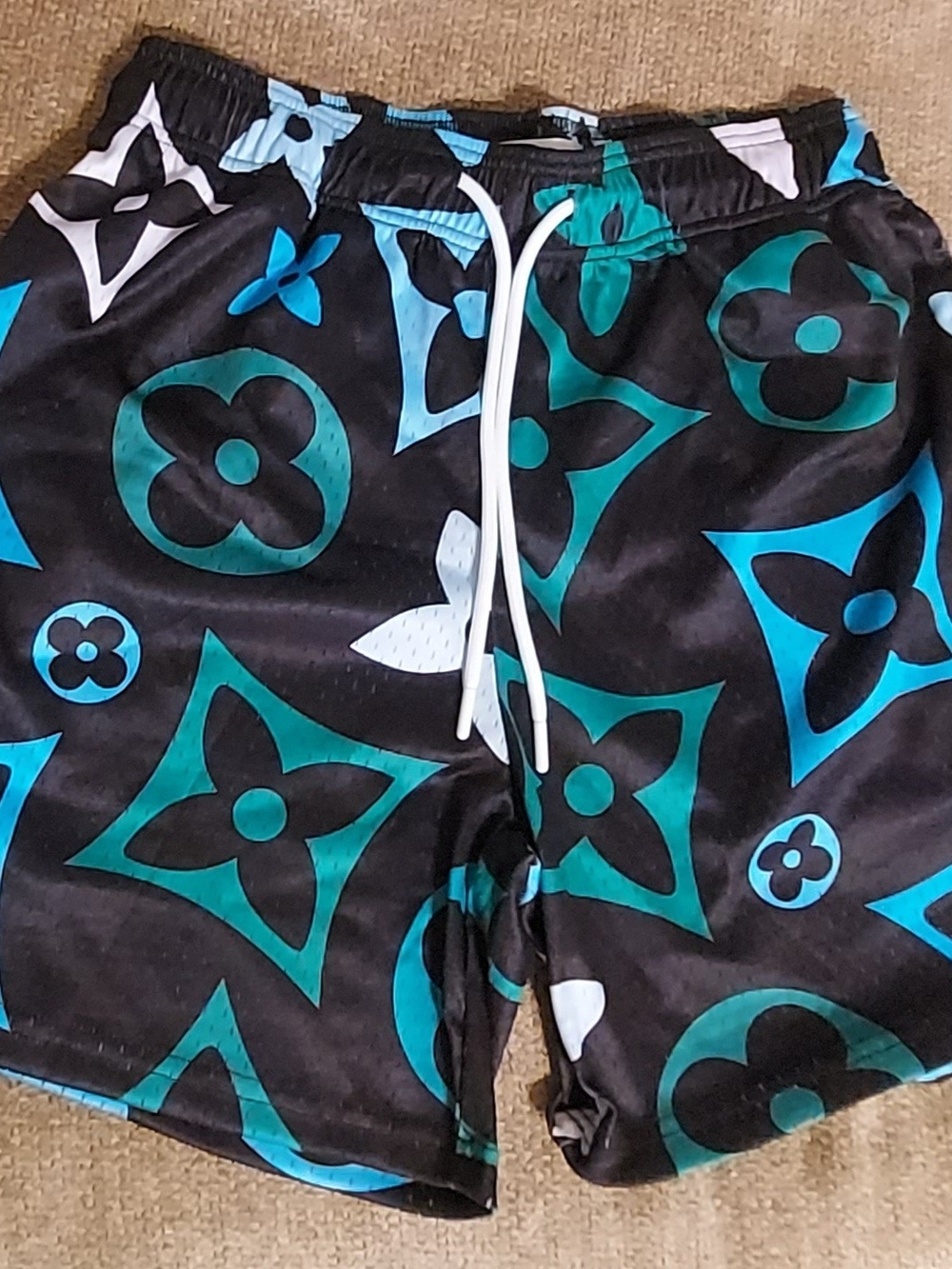 Mr Remade Shorts LV Luxury Designer Monogram Logo Print